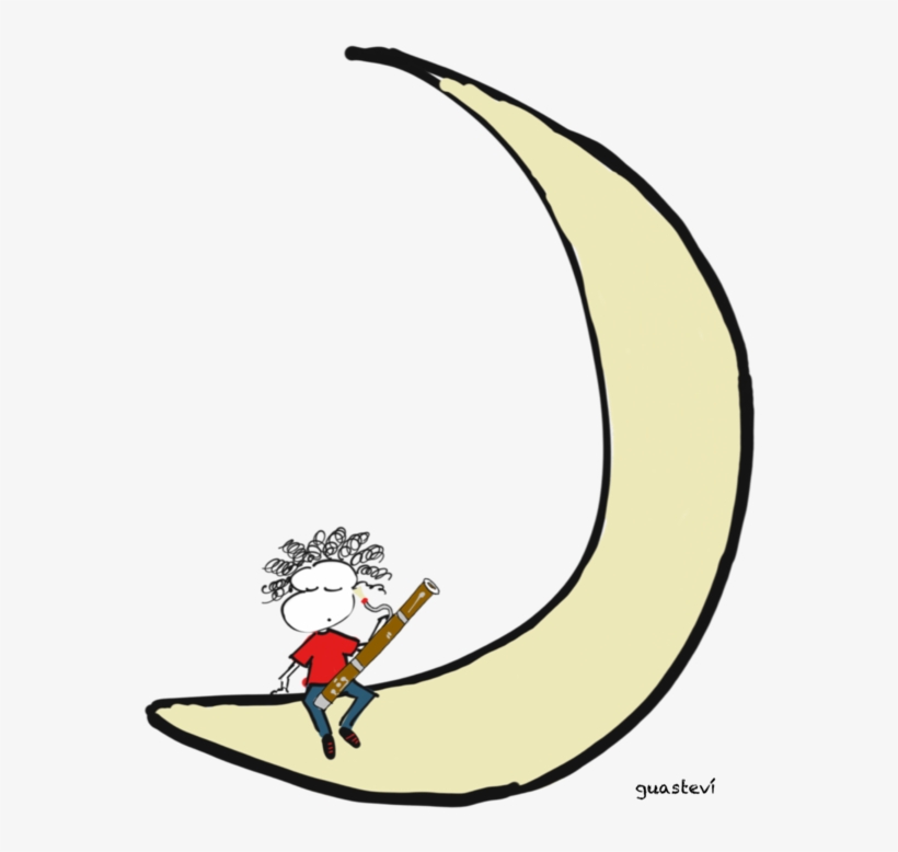 Moon And Bassoon - Cartoon, transparent png #5707036