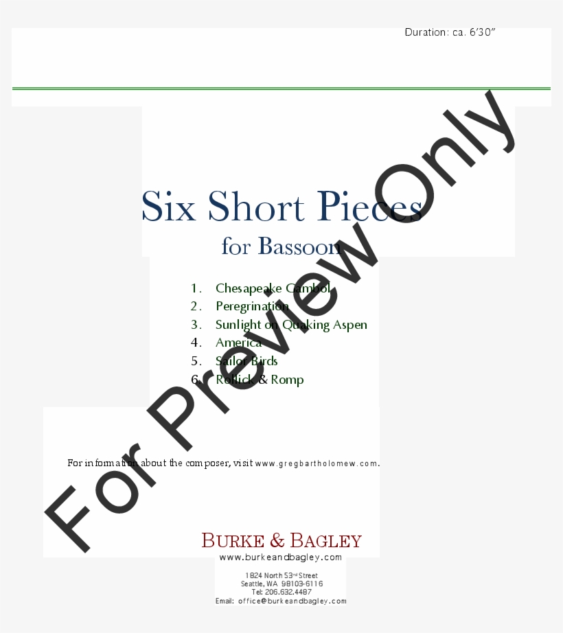 Six Short Pieces For Solo Bassoon Thumbnail - Clarinet, transparent png #5707841
