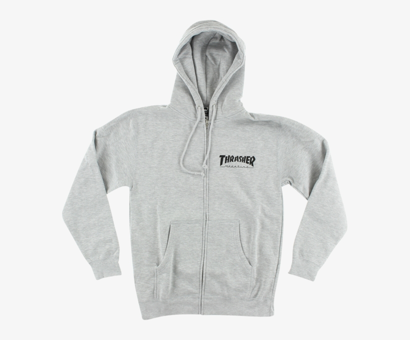 Thrasher Zip Up Logo Hoodie - Sweatshirt, transparent png #5710304