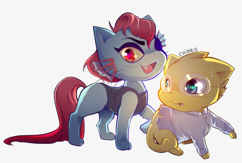 Undyne And Alphys Cat Version By Ckibe - Undertale Characters As Cats, transparent png #5711472