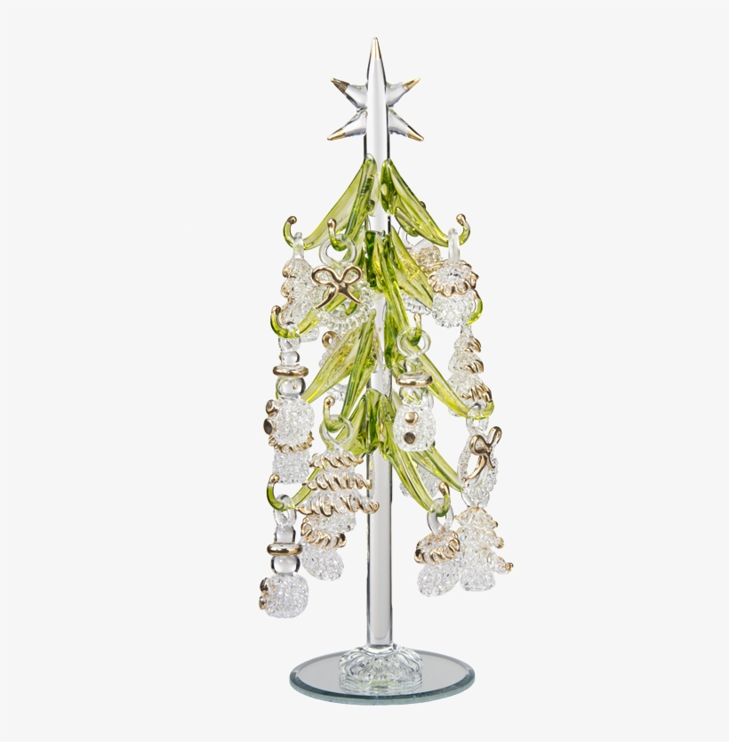Green Glass Tree With Ornaments, 23cm, transparent png #5720903