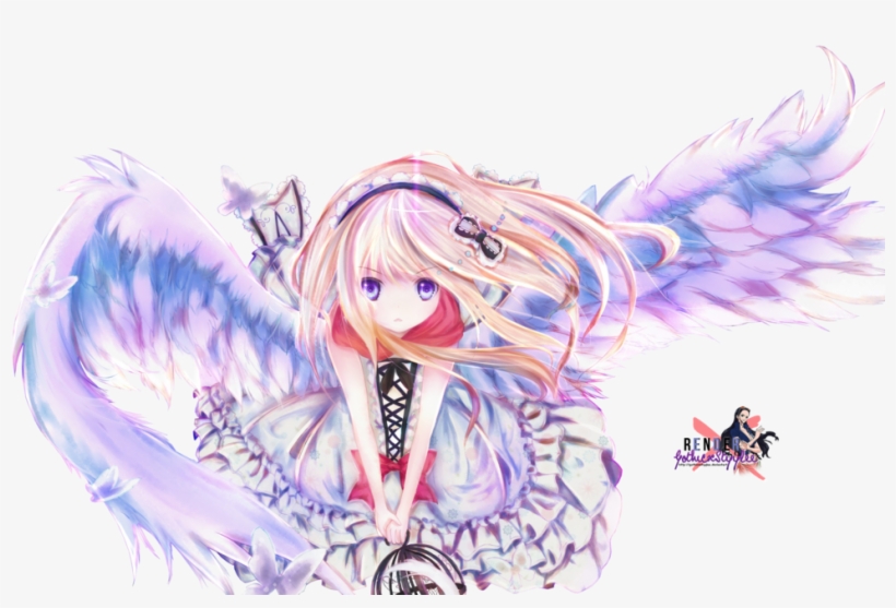 Render Anime - - Anime Girl With Wings Flying, transparent png #5723977