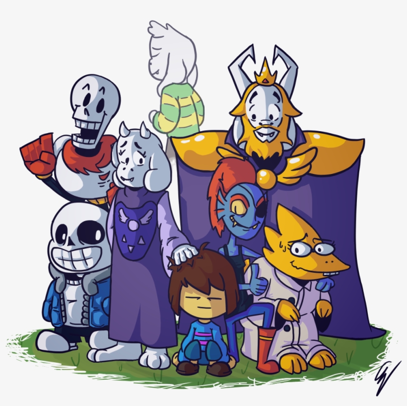 Asriel Asgore Papyrus Sans Toriel Frisk Undyne Undertale Pacifist Ending Fanart Free Transparent Png Download Pngkey