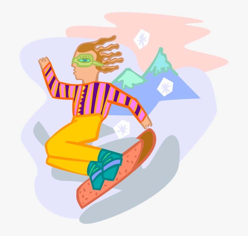 Image Black And White Snowboarder Jumps With Image - Illustration, transparent png #5727864