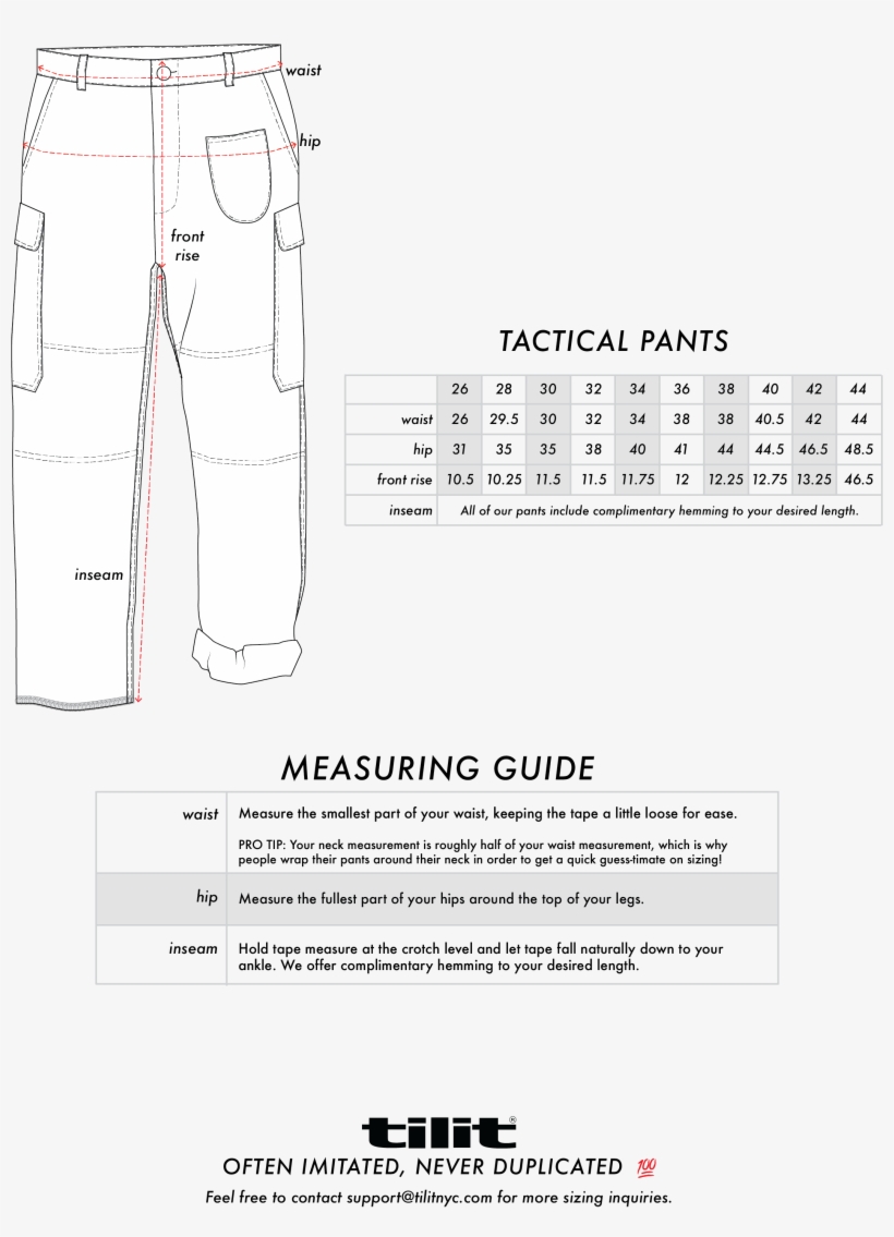 Tactical Chef Pants Size Chart - Chef Pants, transparent png #5728803
