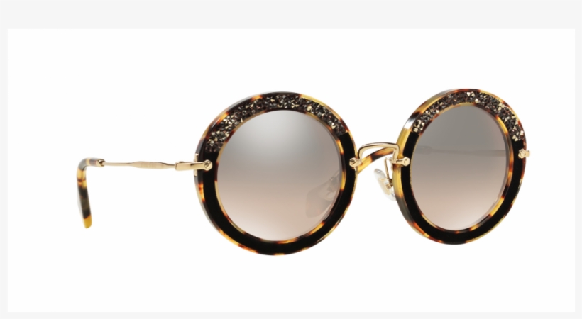 Zoom - Miu Miu Mu 08rs 7s04p0 Havana Round Sunglasses, transparent png #5731131