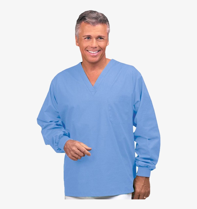 Launderable Scrub Shirt With One Left Breast Pocket - Long Sleeve Scrub Shirts, transparent png #5732574