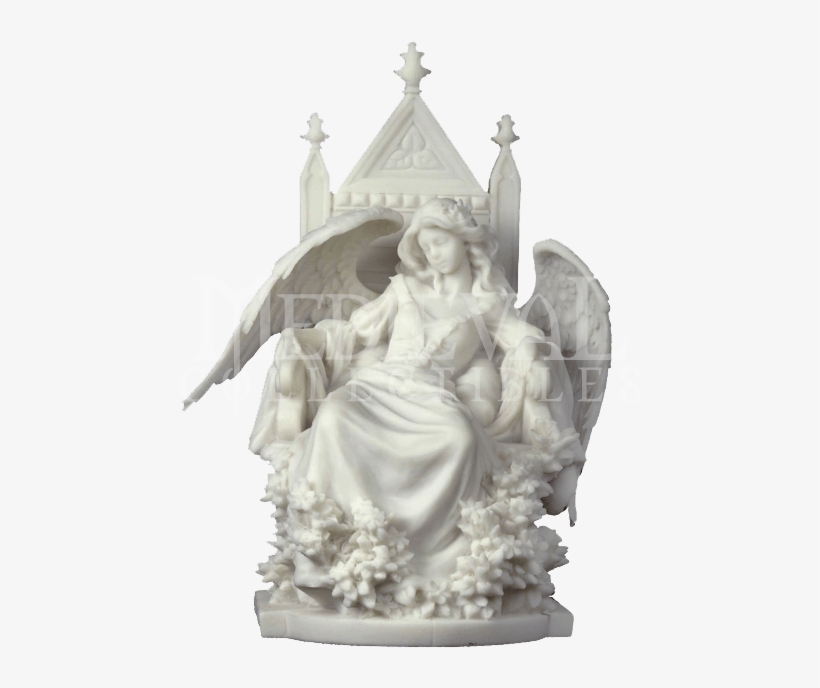 Angel Resting On A Throne Statue - Veronese White Female Gothic Angel Sleeping On Throne, transparent png #5736278