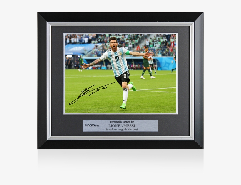 Lionel Messi Official Signed And Framed Argentina Photo - Argentina Vs Nigeria 2018, transparent png #5739939