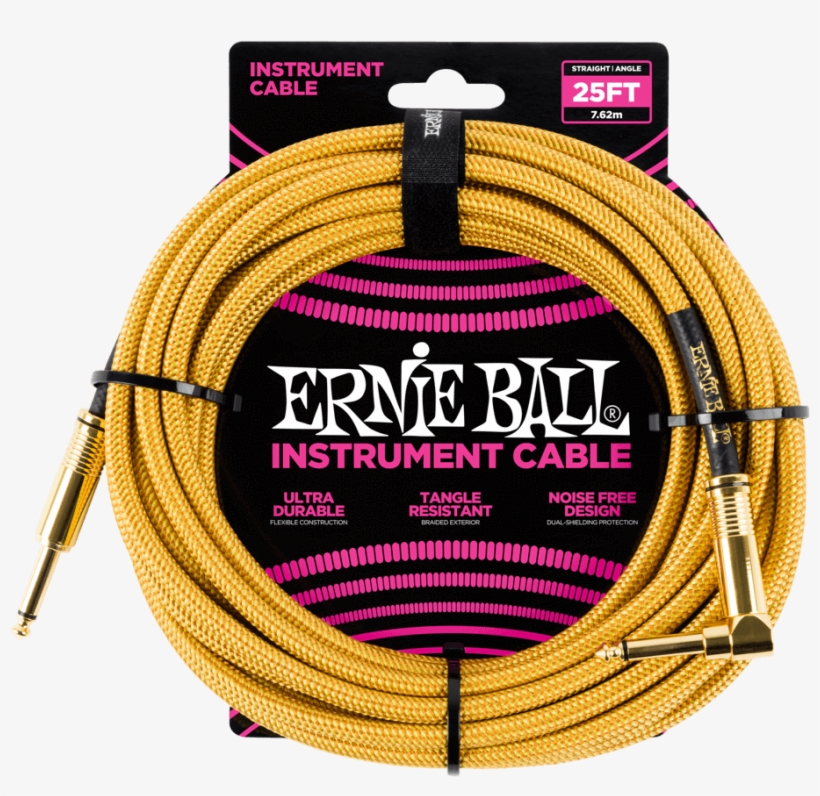 Ernie Ball 25' Braided Straight / Angle Instrument, transparent png #5740397