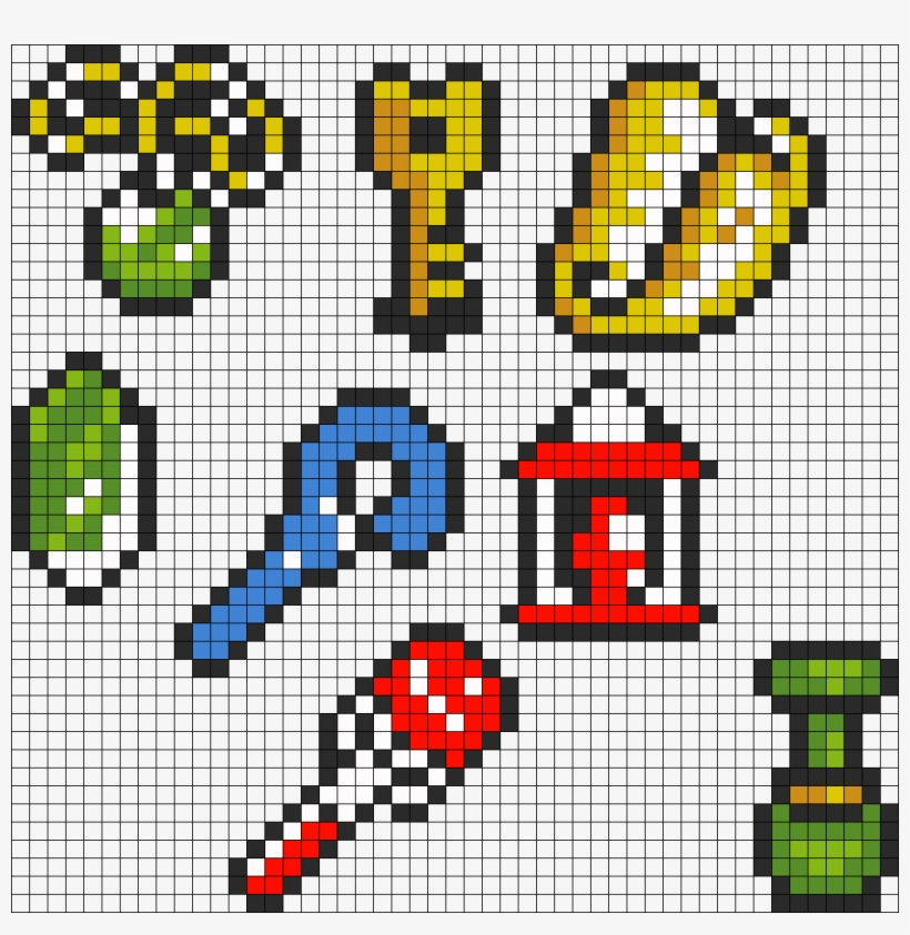 Legend Of Zelda Link To The Past Items Perler Bead - Legend Of Zelda Link To The Past Pixel Art, transparent png #5740815