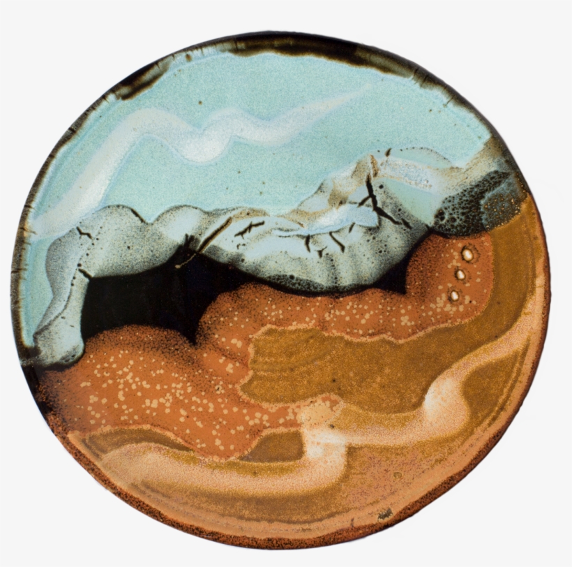 Second Handmade Pottery Dinner Plate Turquoise-brown, transparent png #5740960