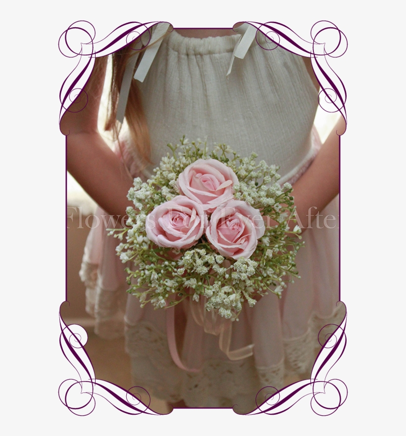Silk Artificial Pink Wedding Flower Girls Posy Bouquet - Wedding, transparent png #5745684