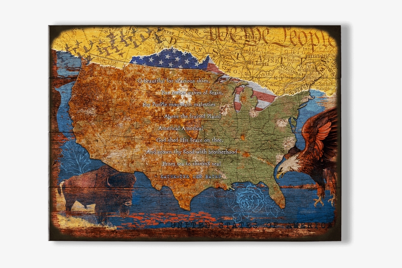 America The Beautiful Lyric Wood & Metal Sign, transparent png #5749332