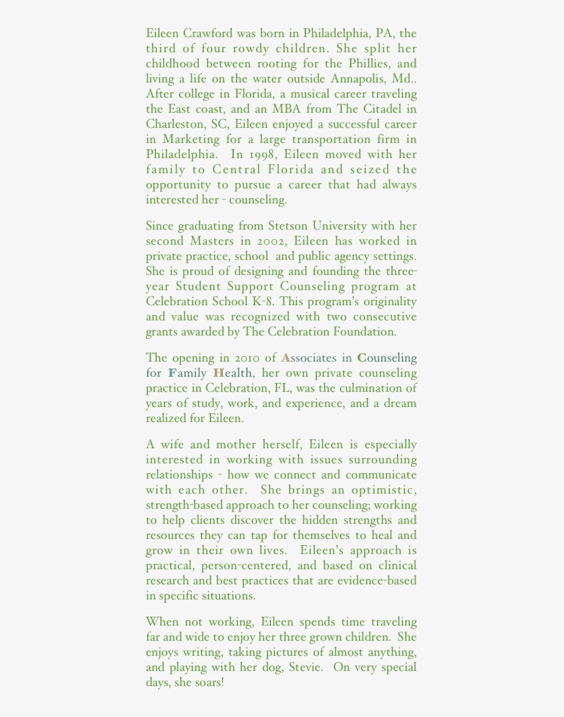 Eileen Crawford Was Born In Philadelphia, Pa, The Third - Document, transparent png #5749837