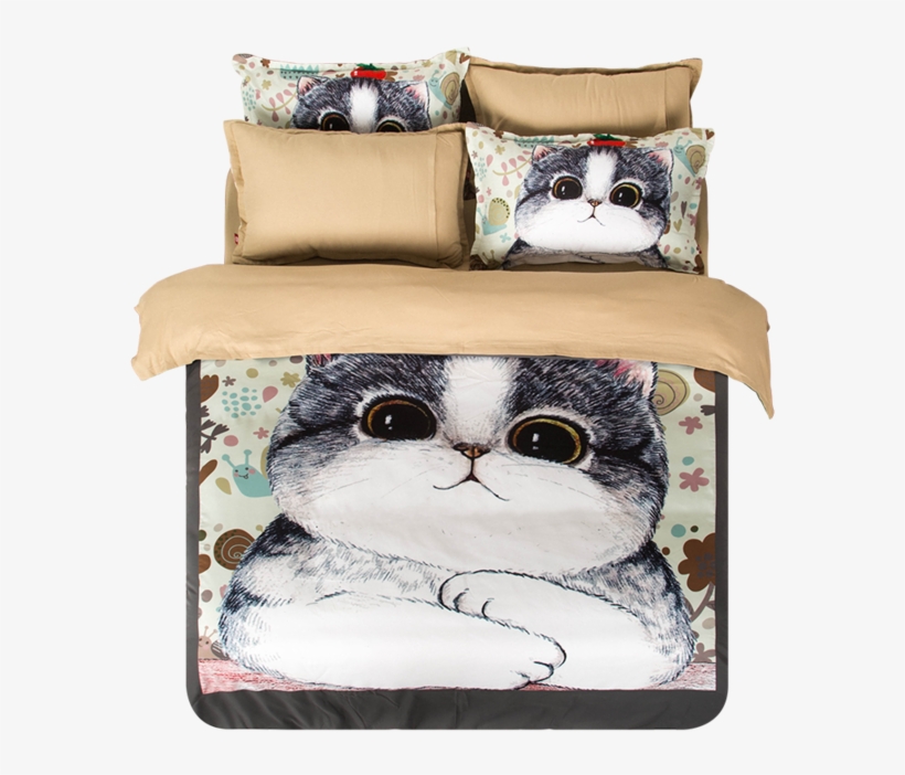Cat Print Bedding Set - Cute Cat Pattern Chair Cushion Round Cushion Floor, transparent png #5751615