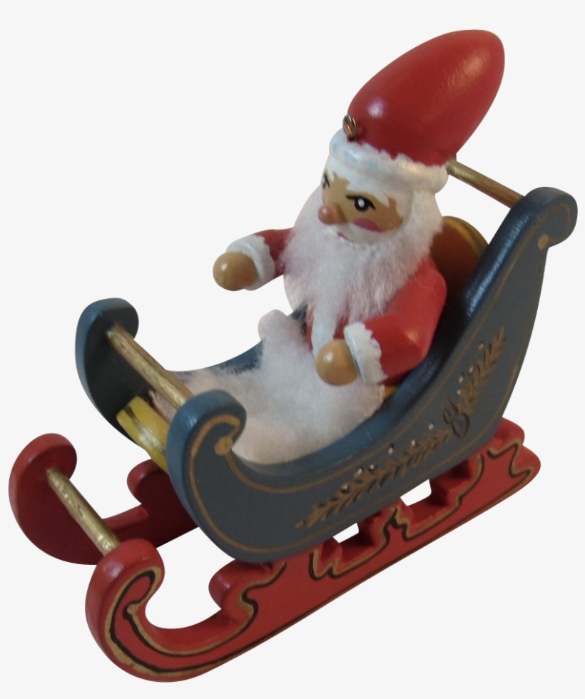 Erzgebirge Santa In Sleigh Ornament Hand Made Wood - Toboggan, transparent png #5752562