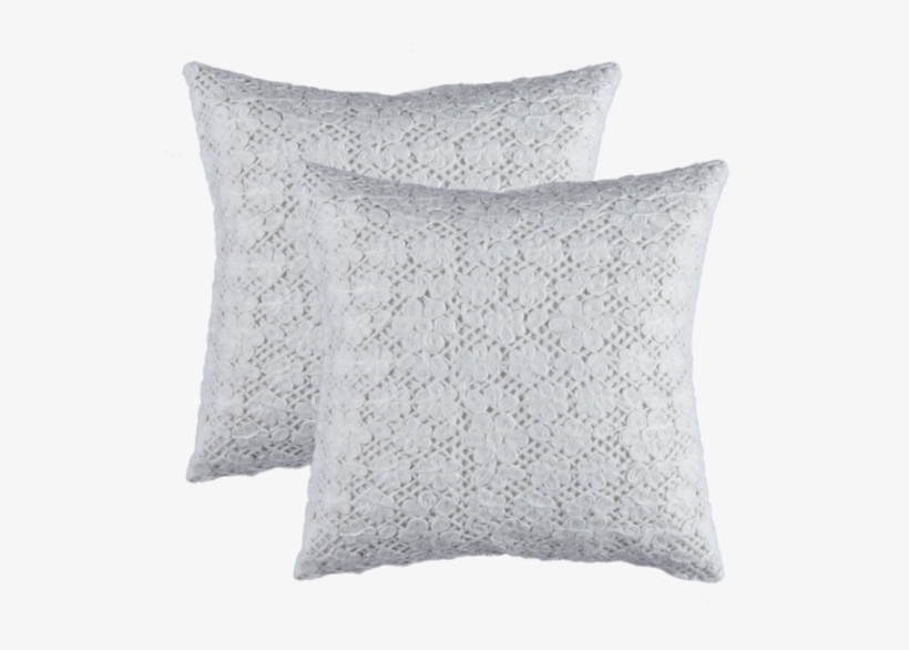 Imea Home White Crochet Cosy Floral Cushion Cover Pillow - Cushion, transparent png #5753068