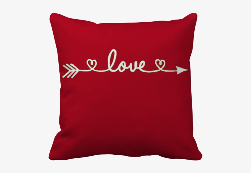White Love Arrow On Red Pillow Cover - Heart, transparent png #5753839