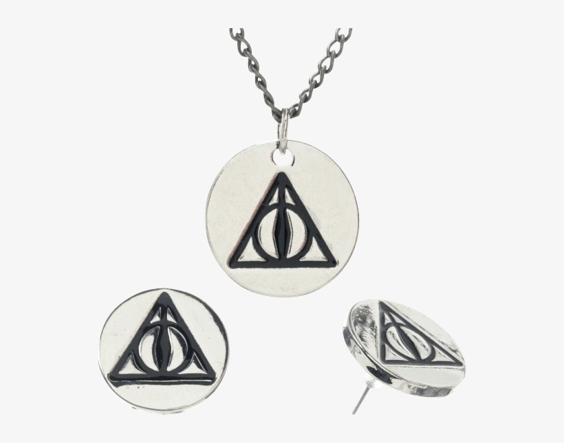 Harry Potter Deathly Hallows Necklace And Earrings - Harry Potter Deathly Hallows Charm Necklace And Earring, transparent png #5758230