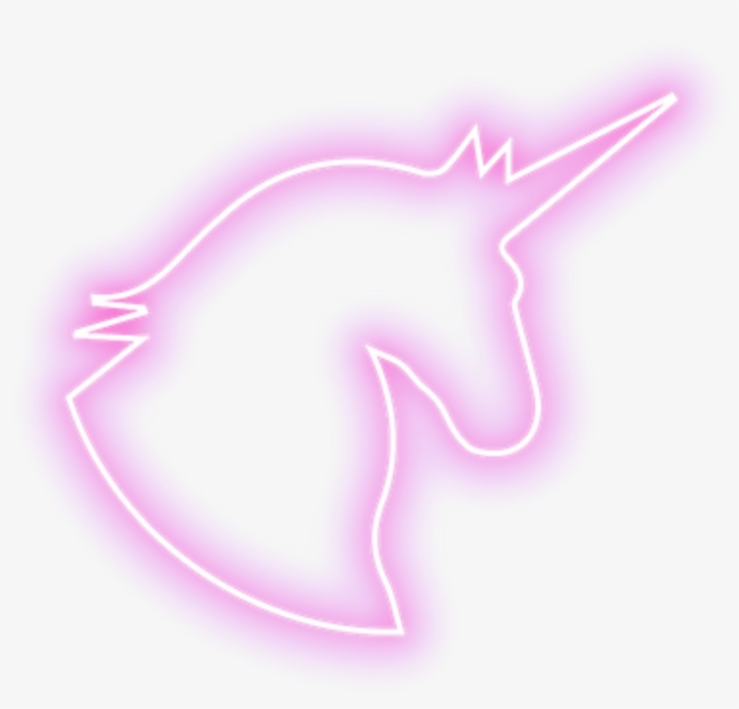 Neon Pink Unicorn Outline Kawaii Kpop - Pink Unicorn Outline, transparent png #5761376