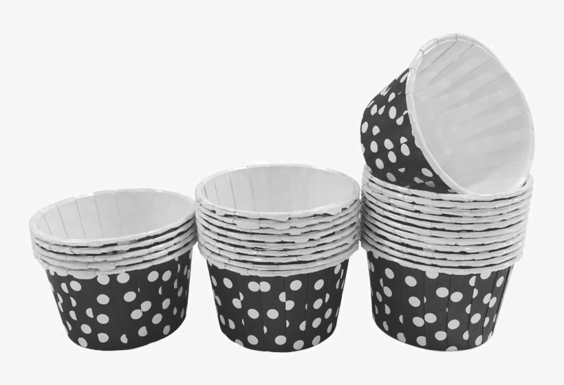 Black With White Polka Dot 10pc Mini Paper Cups - Paper Cup, transparent png #5761701