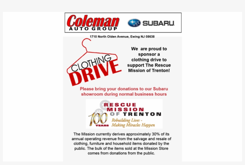 Clothing Drive For The Rescue Mission Of Trenton, transparent png #5765023