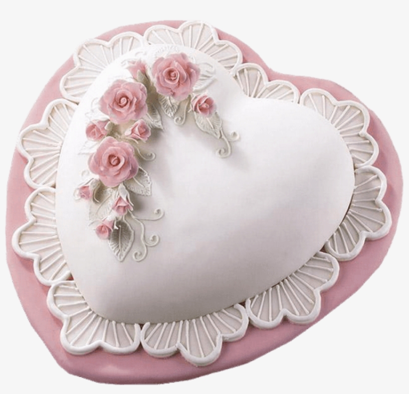 Free Png Pink Heart Cake With Roses Png Images Transparent - Heart Cake Png, transparent png #5765751
