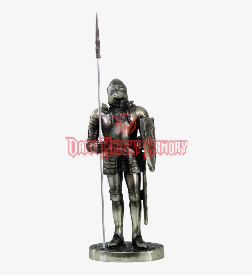 Medieval Knight Spearman With Shield Statue - 7 Inch Armored Medieval Knight With Spear, transparent png #5765854