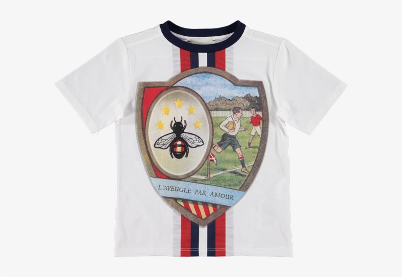 Picture Of Rugby & Bumble Bee Crest Print T-shirt Ivory - Toddlers Gucci T Shirt, transparent png #5772106