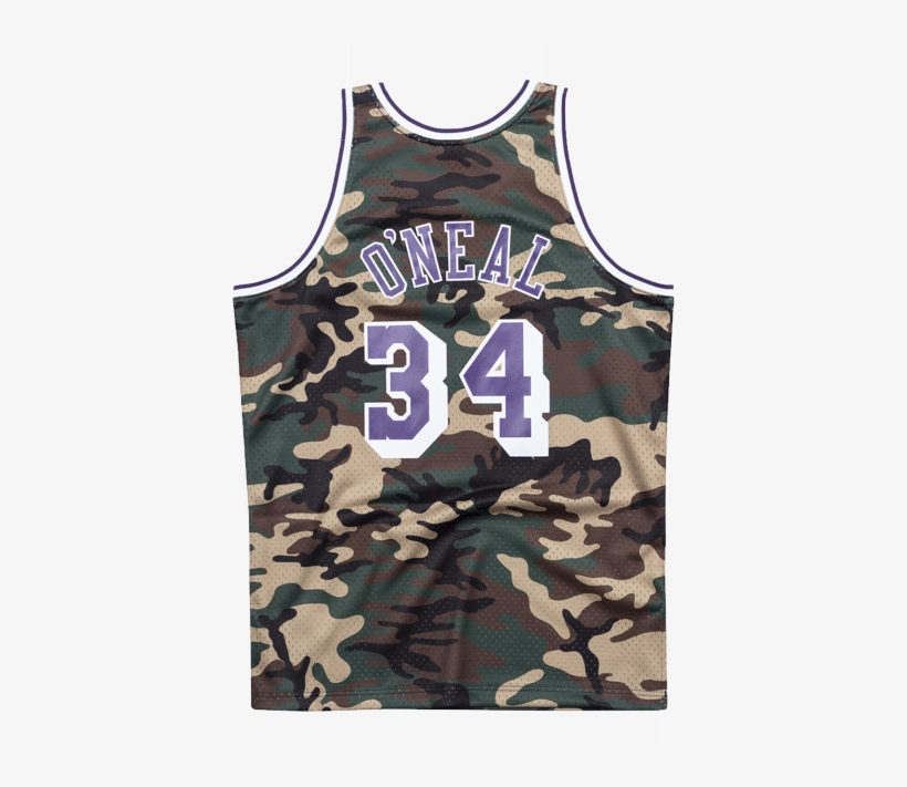 Los Angeles Lakers Shaquille O'neal Woodland Camo Swingman - Los Angeles Lakers, transparent png #5772416