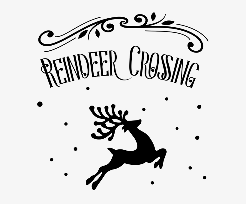S50032 “reindeer Crossing” 18 X 18″ Wood Plank Sign - Vickerman 12" Silver Glitter Deer Ornaments. Set, transparent png #5774680