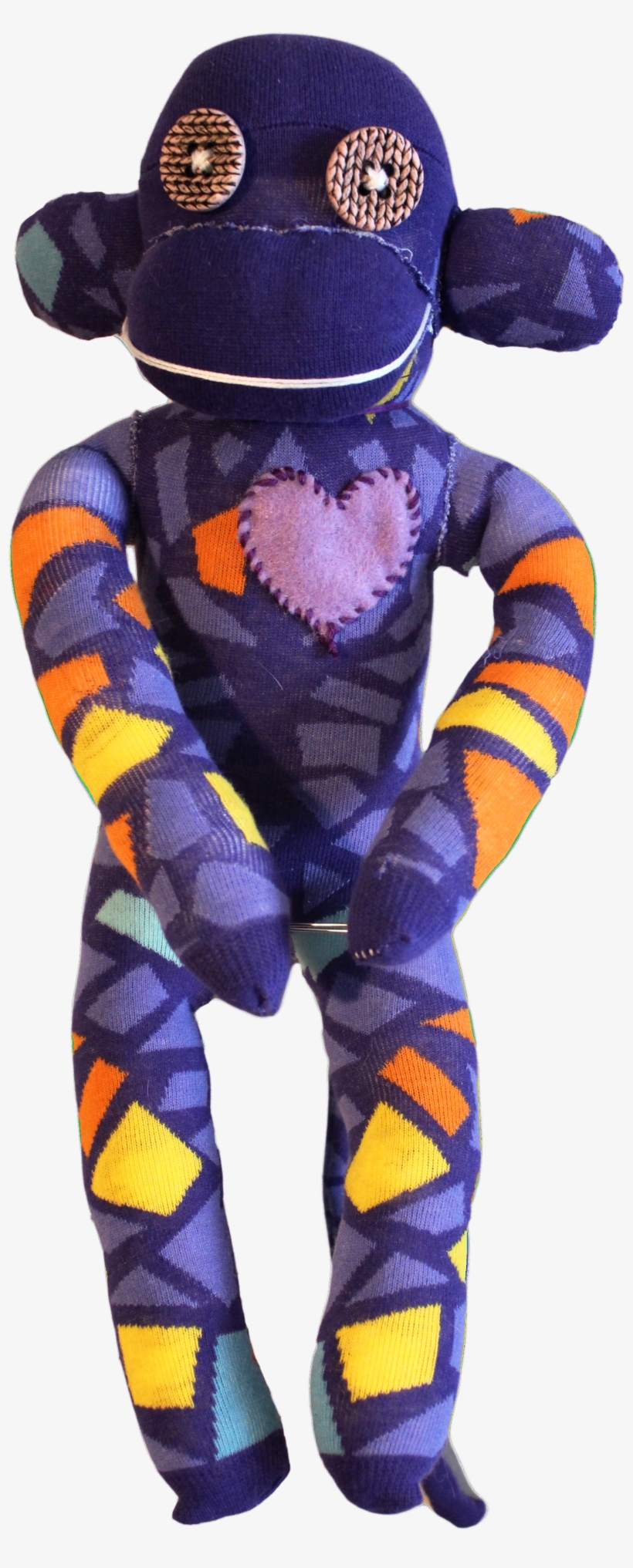 Handmade Sock Monkey Plush Toy With Funky Pattern Socks - Sock Monkey, transparent png #5775672