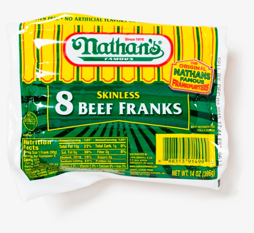 Nathan's Skinless 8 Beef Franks, transparent png #5775944