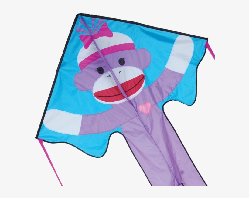 46" Girly Sock Monkey Easy Flyer Kite - Premier Girly Sock Monkey Large Easy Flyer Kite, transparent png #5776007