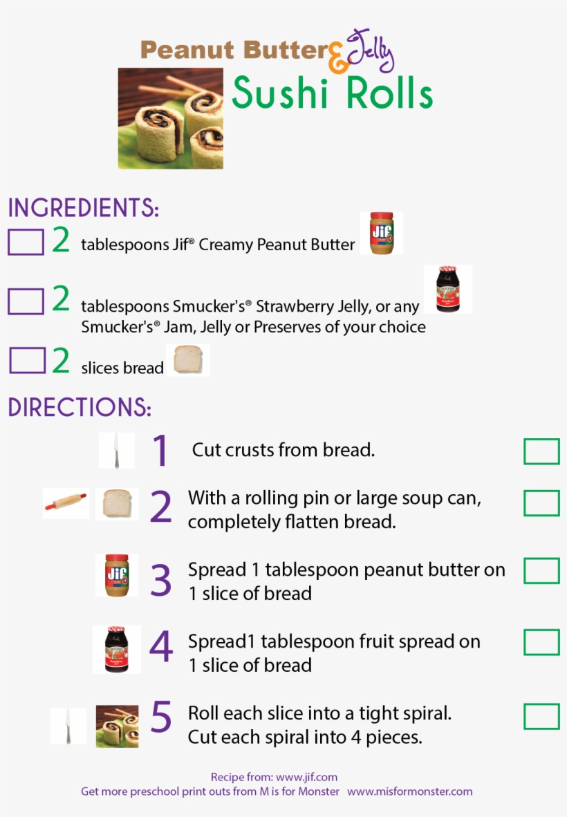 Peanut Butter And Jelly Sushi Rolls, Recipe Book And - Peanut Butter And Jelly Sushi, transparent png #5776166