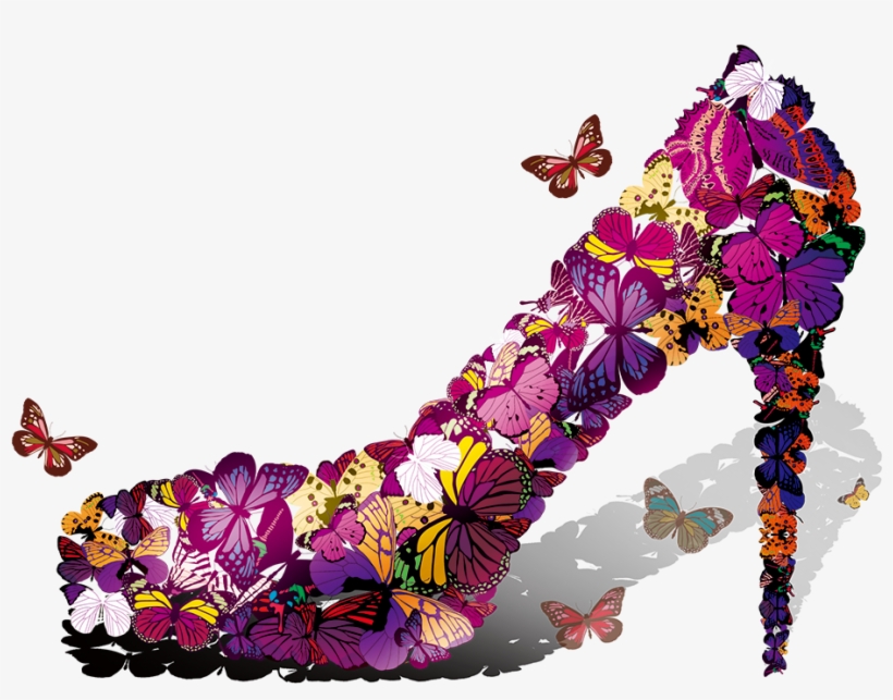 Clip Shoes Butterfly - Shoe Design Clipart, transparent png #5779874
