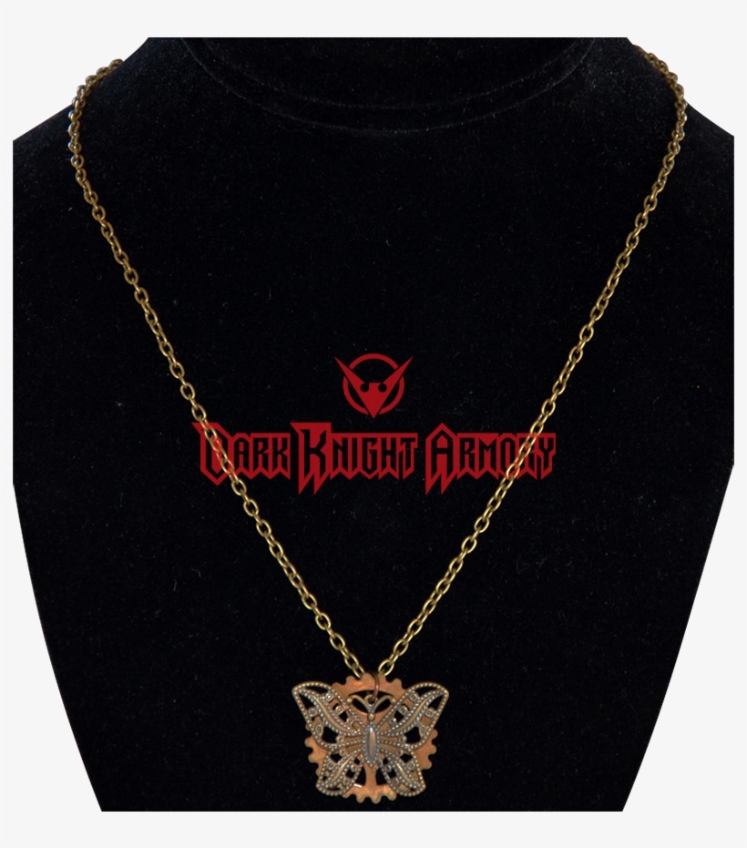 Steampunk Butterfly And Gear Necklace - Necklace, transparent png #5780076