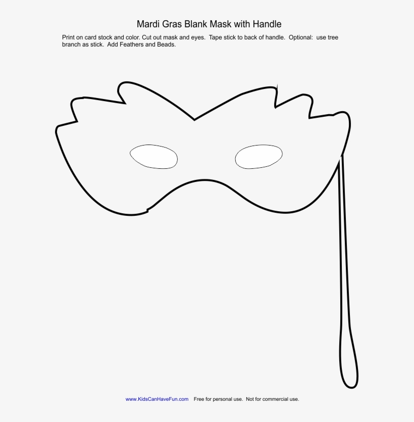 Mardi Gras Blank Mask To Color - Mask, transparent png #5782440