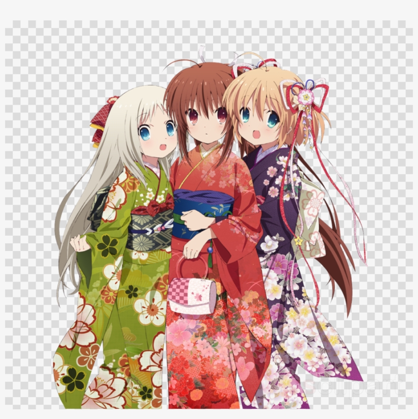 Anime Girl Kimono Little Clipart Little Busters Kimono - Little Busters Rin And Kud, transparent png #5783631