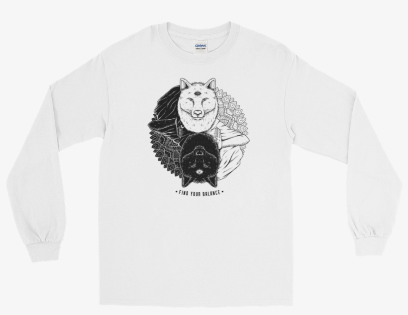 Yin And Yang Wolf Long Sleeve - Long-sleeved T-shirt, transparent png #5784773