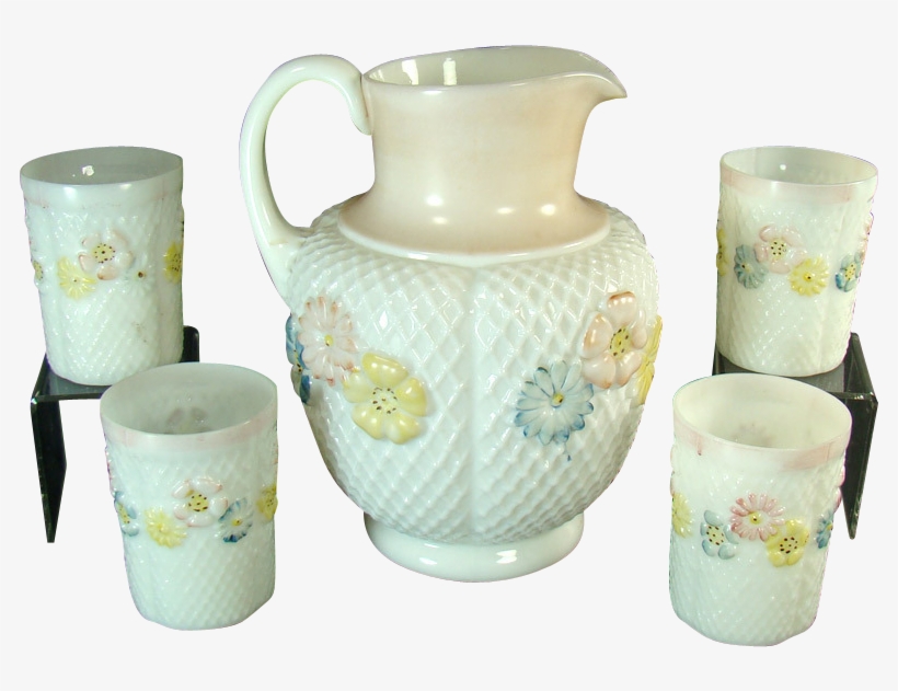 Consolidated Glass Cosmos Water Pitcher And Four Glasses - Consolidated Glass Corporation, transparent png #5799476
