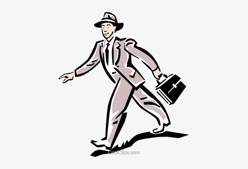 Man Walking To Work Royalty Free Vector Clip Art Illustration - Walking To Work Cartoon, transparent png #580164