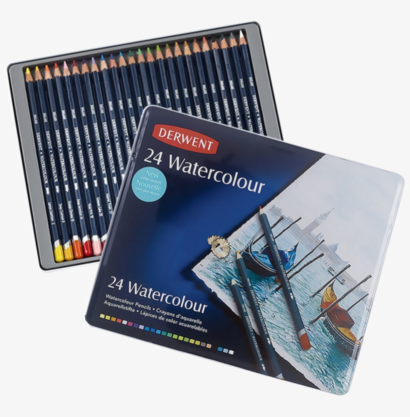 British Rhyme Derwentwatercolour Water Soluble Color - Derwent Watercolour Pencils - Tin Of 24, transparent png #580516
