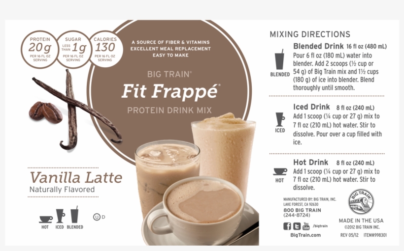 998301 Fitfrappe Vanillalatte - Fit Frappe Protein Mix- Vanilla Latte, transparent png #580586
