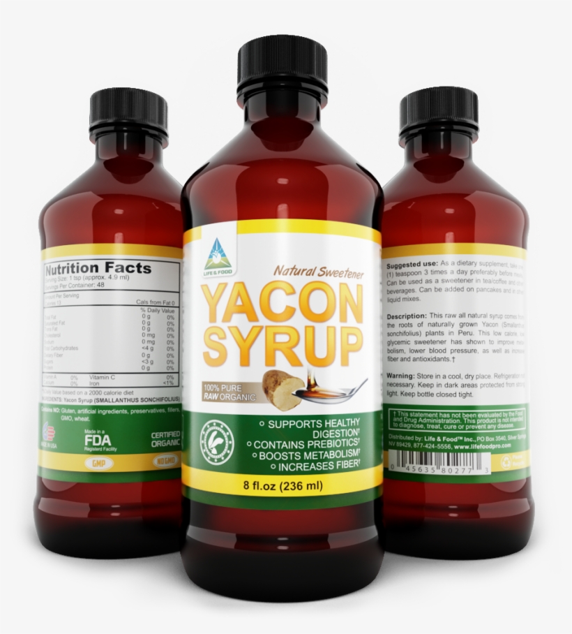 Yacon Syrup 3 Bottles Render 1 Png - Medicine Syrup Bottle Png, transparent png #581688
