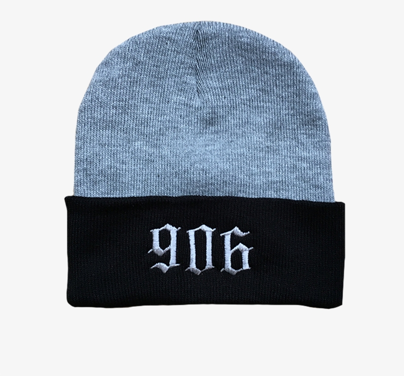 "906 " Grey/black Beanie - Black, transparent png #582225
