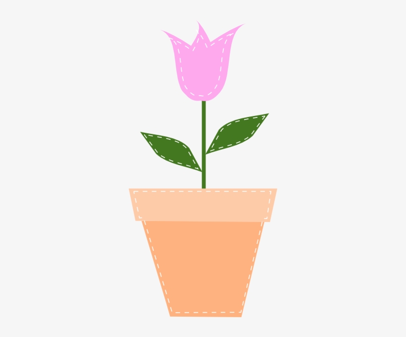 Vector Black And White Pink Tulip Clip Art At Clker - Pink Flower Pot Clipart, transparent png #584387