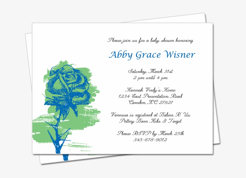 Watercolor Rose Baby Shower Invitationshoip - Greeting Card, transparent png #585842