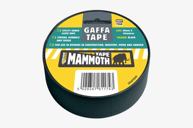 Gaffa Tape Is A Utility Grade Cloth Tape For Use In - Everbuild Evb2vgtbk45 50 Mm X 45 M Gaffa Tape - Black, transparent png #588025